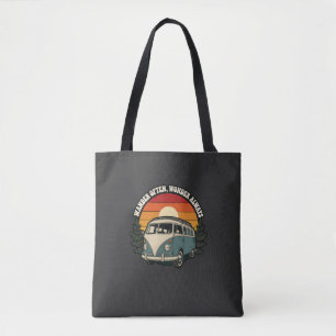 Tote Bag Autocollant Rétro Van Road Trip Coucher de Soleil 