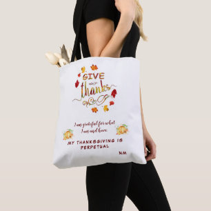 Tote Bag Automne Aquarelle Les Feuilles Remercient Monogram