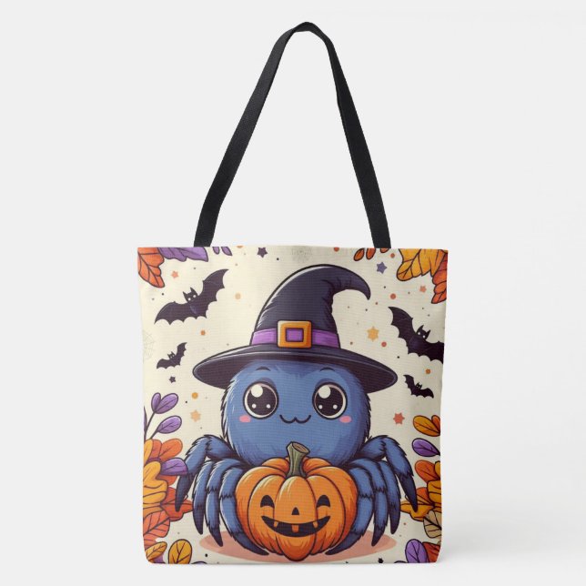 Tote Bag Automne/automne/araignée/sorcière/halloween (Devant)