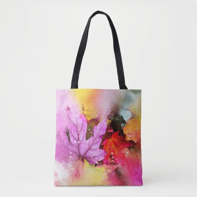 Tote Bag Automne érable feuille aquarelle automne pastel (Devant)