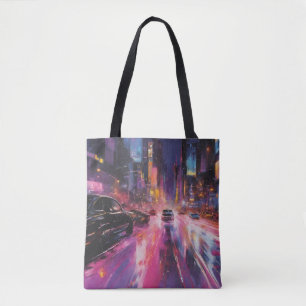 Tote Bag Autoroute nocturne dans la ville animée