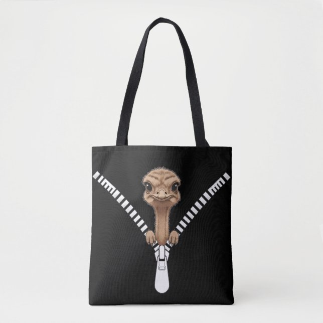 Tote Bag Autruche drôle coup d'oeil (Devant)