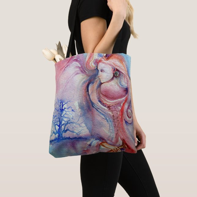 Tote Bag AVALON / Magie et mystère, Imaginaire bleu rose (De près)