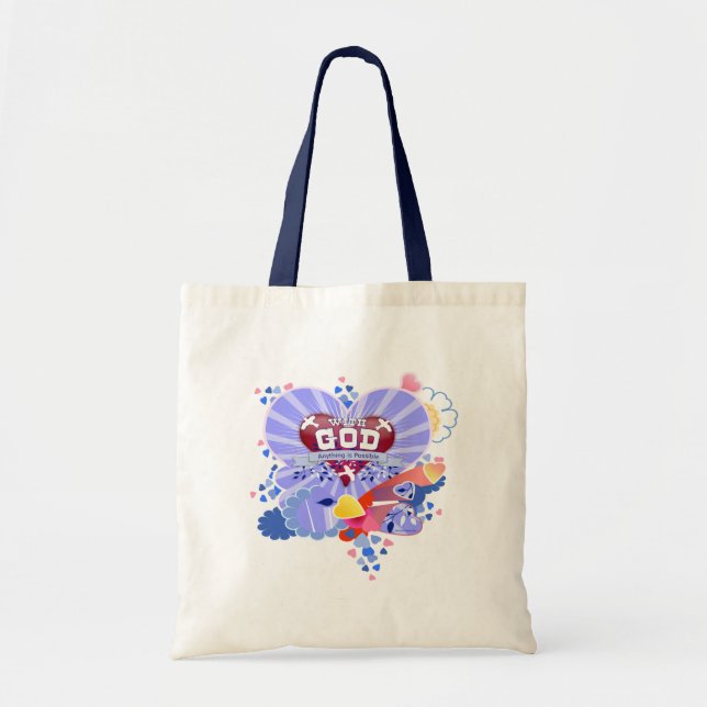 Tote Bag Avec Dieu Coeurs (Devant)