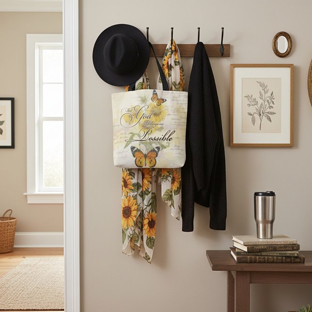 Tote Bag Avec Dieu des tournesols et des papillons (Créateur téléchargé)