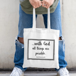 Tote Bag Avec Dieu, toutes choses sont possibles Matthieu 1