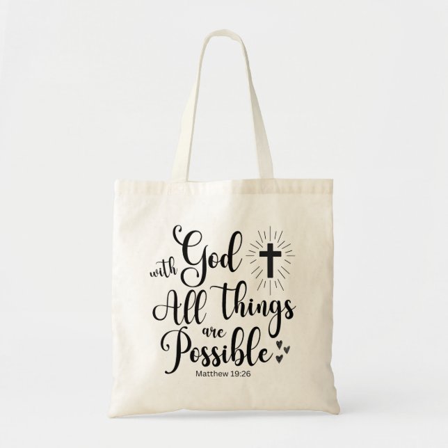 Tote Bag Avec Dieu toutes les choses sont possibles - Matth (Devant)