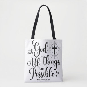 Tote Bag Avec Dieu toutes les choses sont possibles - Matth