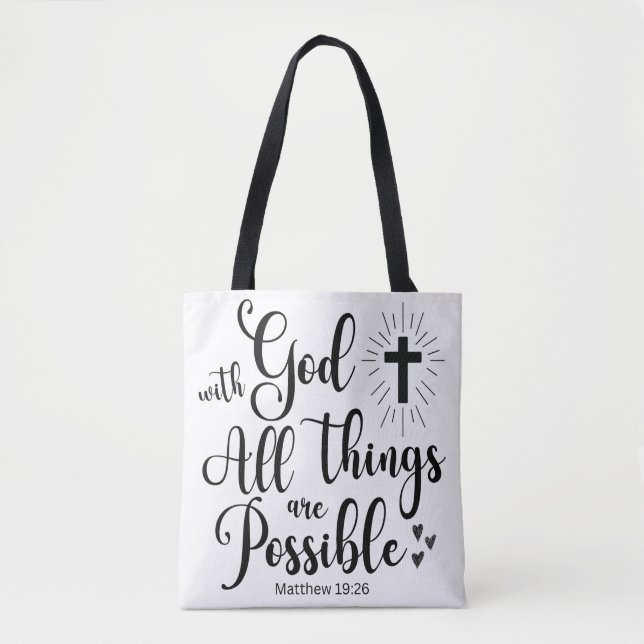 Tote Bag Avec Dieu toutes les choses sont possibles - Matth (Devant)