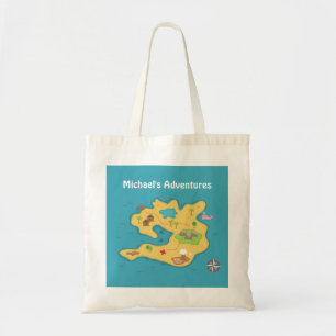Tote Bag Aventure de l'île des pirates Carte au trésor pour