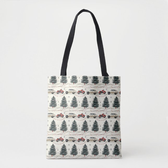 Tote Bag Aventure de marché de Noël à moto (Devant)