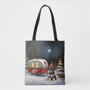 Tote Bag Aventure de Noël de la Caravane Schnauzer d'Hiver