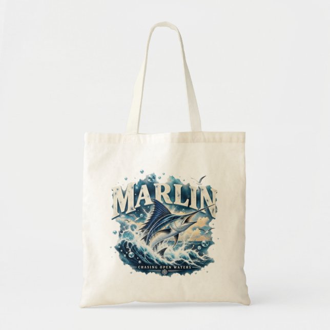 Tote Bag Aventure de pêche MARLIN dans l'océan (Devant)