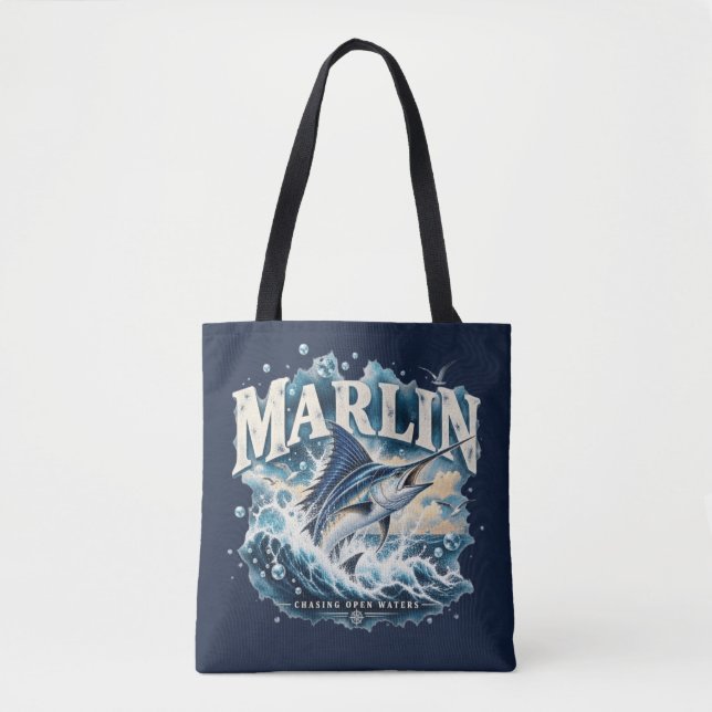 Tote Bag Aventure de pêche MARLIN dans l'océan (Devant)
