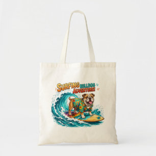 Tote Bag Aventure de surf rétro Bulldog - Plage vintage