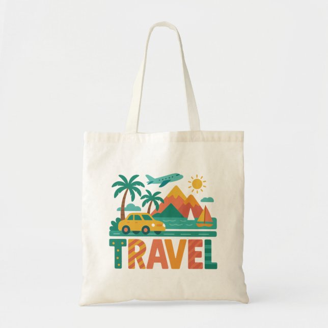 Tote Bag Aventure de voyage colorée (Devant)