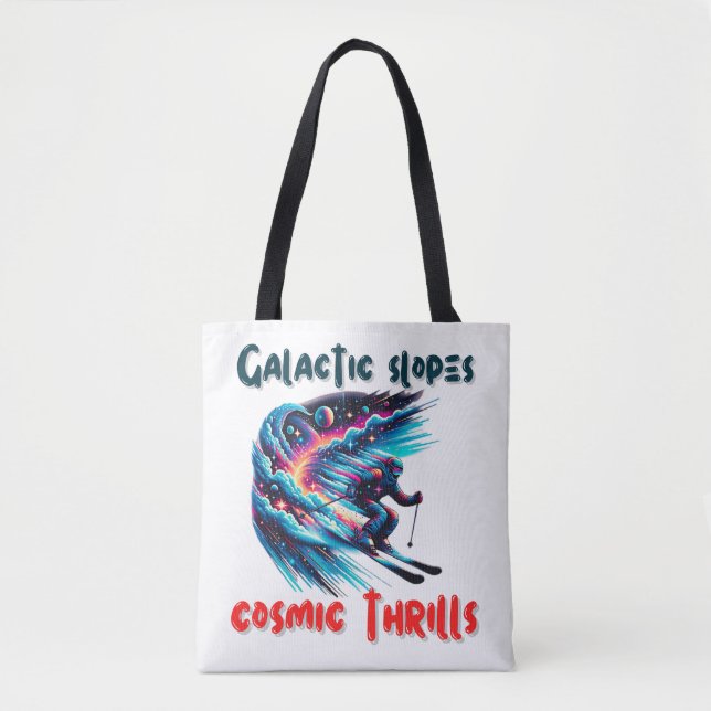 Tote Bag Aventure du ski cosmique dans l'espace (Devant)