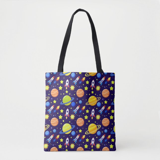 Tote Bag Aventure spatiale lumineuse Fusées Planètes Étoile (Devant)