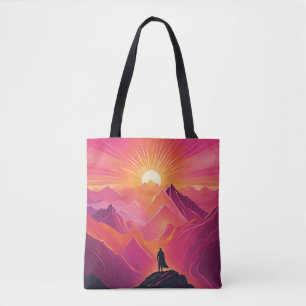 Tote Bag Aventurier aux pics vibrants du coucher du soleil