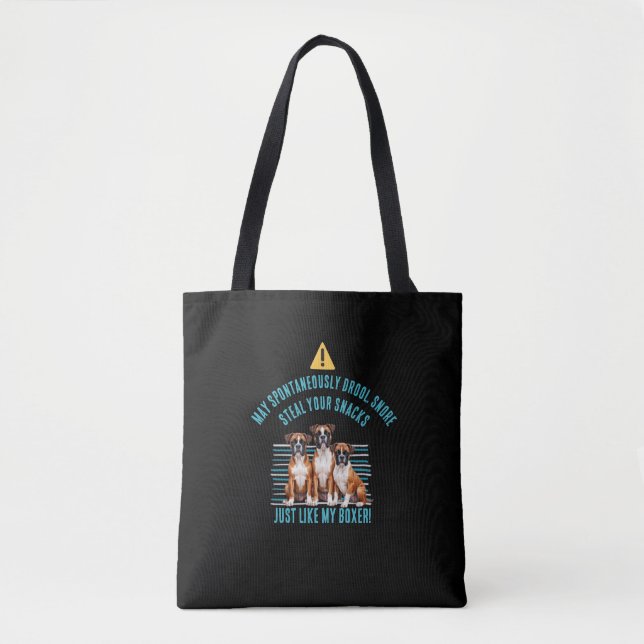 Tote Bag Avertissement de bave de Boxer drôle (Devant)