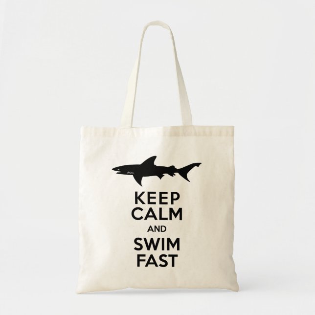 Tote Bag Avertissement drôle de requin - gardez le calme et (Devant)