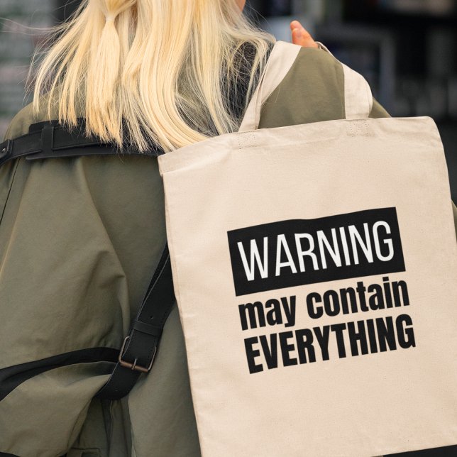 Tote Bag Avertissement Peut Contenir Tout Cool cadeau moder (A cheeky slogan that adds a fun twist to your day, inviting smiles and conversations wherever you go)