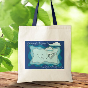Tote Bag Avion papier Le voyage commence par un seul