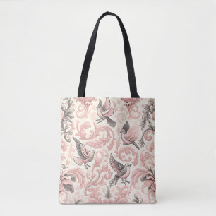 Tote Bag Avion victorien : un jardin pastel rose