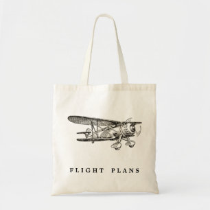 Tote Bag Avion vintage, plans de vol