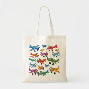 Tote Bag Avions Anciens Colorés Motif – Aviation Rétro