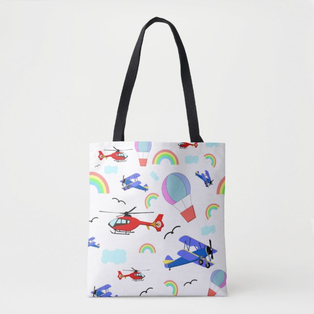 Tote Bag Avions, hélicoptères et ballons (Devant)