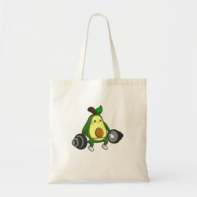 Tote Bag Avocado à Fitness avec Barbell (Devant)