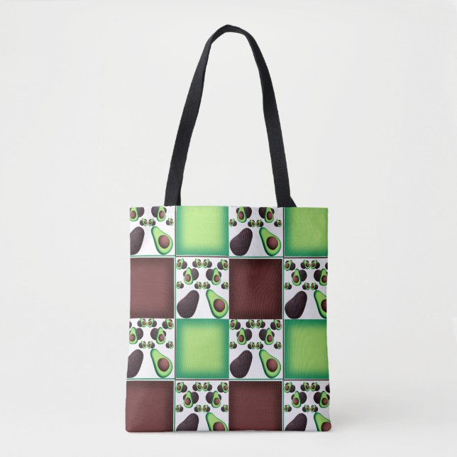 Tote Bag Avocado Grid Delight (Devant)