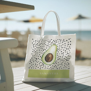 Tote Bag Avocado vert moderne Nom personnalisé