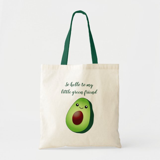 Tote Bag Avocat kawaii vert mignon dessin épicerie (Devant)