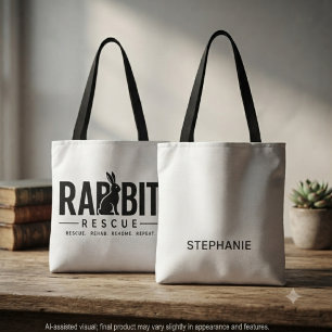Tote Bag Avocat Sauvetage de Lapin Silhouette Charbon