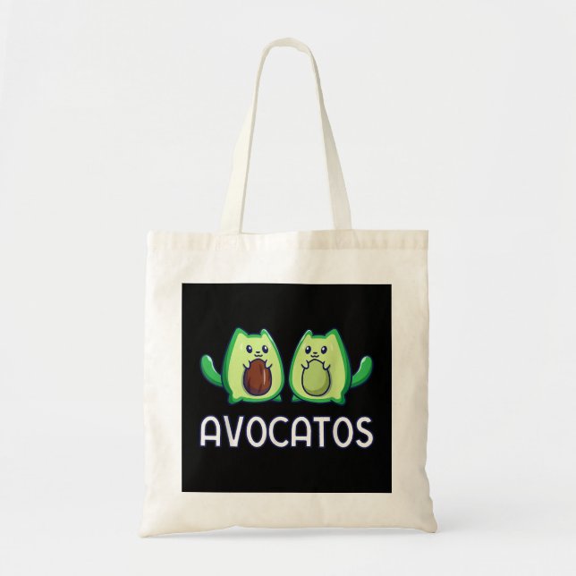 Tote Bag Avogato Avocado Cat Cat Vegan (Devant)