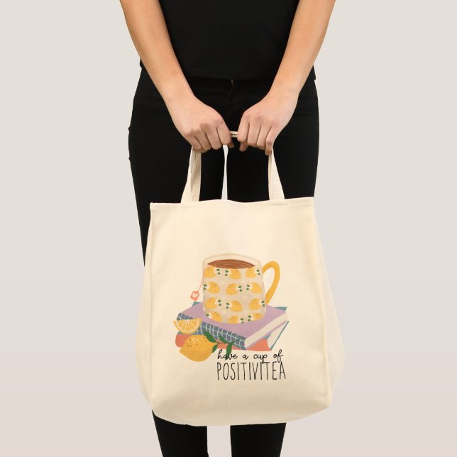 Tote Bag Avoir Une Coupe De Positivitea Citation (Devant (produit))
