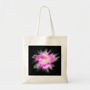 Tote Bag Awesome Poudre Paint Explosion rose Jaune Blanc