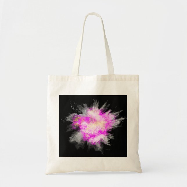 Tote Bag Awesome Poudre Paint Explosion rose Jaune Blanc (Devant)