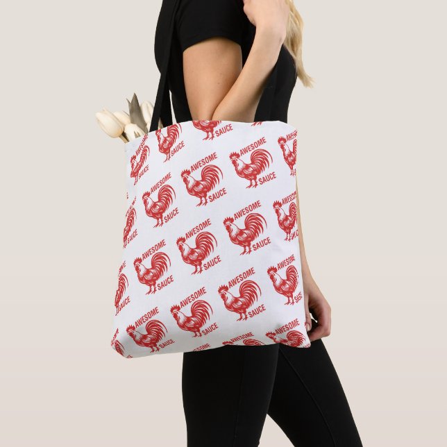 Tote Bag Awesome Rooster de sauce drôle (De près)