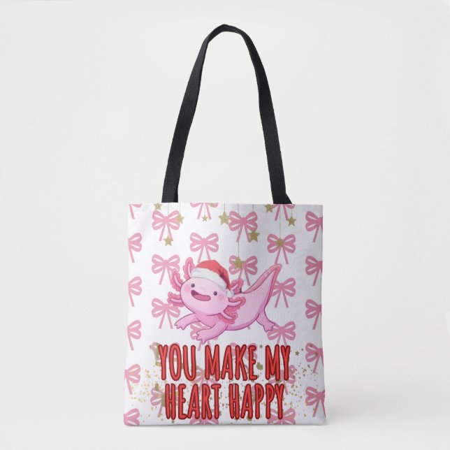Tote Bag axolotl à ceinture rose mou (Devant)
