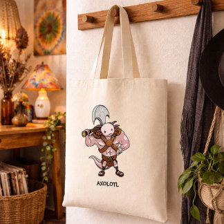 Tote Bag Axolotl avec une hache alternative illustration ba