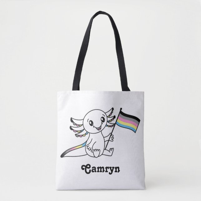 Tote Bag Axolotl mignon avec drapeau LGBTQ+ (Devant)