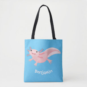 Tote Bag axolotl rose pâle
