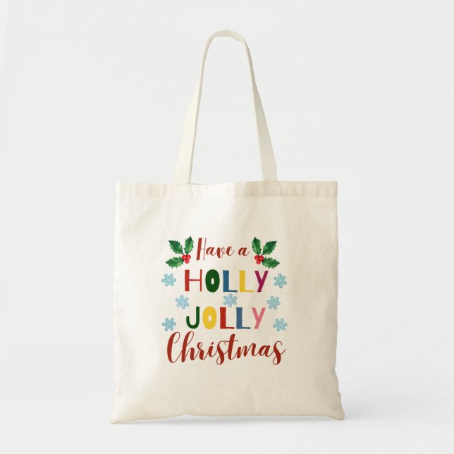 Tote Bag Ayez Un Noël Holly Jolly (Devant)