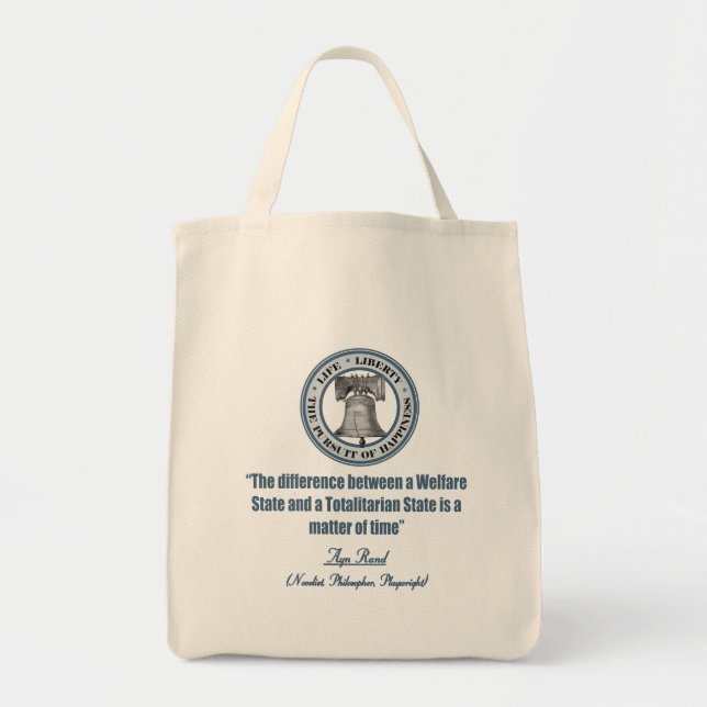 Tote Bag Ayn Rand Citation sur la protection sociale (Devant)