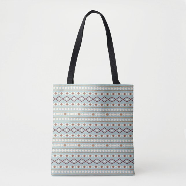 Tote Bag Aztec Formes Motif Rusts Crème Turquoise-Bleu (Devant)