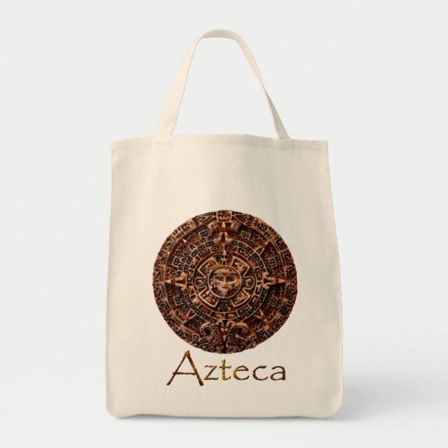 Tote Bag AZTECA ~ Mayan - Aztec Sun Calender Art Design (Devant)