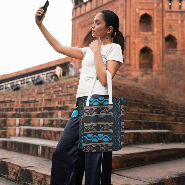 Tote Bag Aztèque bleu africain (Créateur téléchargé)